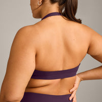 EasyLift™ Halter Bralette with Grey Logo | Blackberry Purple