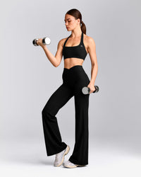 EasyLift™ Halter Bralette with Gray Logo | Black