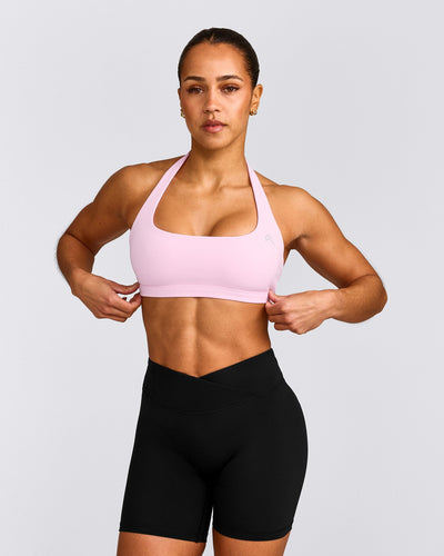 EasyLift™ Halter Bralette with Grey Logo | Chalk Pink