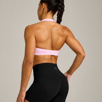 EasyLift™ Halter Bralette with Grey Logo | Chalk Pink