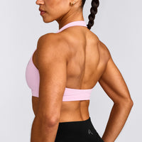 EasyLift™ Halter Bralette with Grey Logo | Chalk Pink