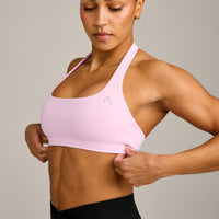 EasyLift™ Halter Bralette with Grey Logo | Chalk Pink
