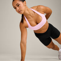 EasyLift™ Halter Bralette with Grey Logo | Chalk Pink