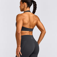 EasyLift™ Halter Bralette with Gray Logo | Coal