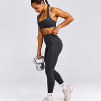 EasyLift™ Halter Bralette with Gray Logo | Coal