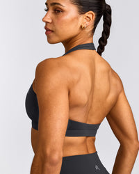 EasyLift™ Halter Bralette with Gray Logo | Coal