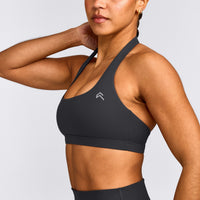 EasyLift™ Halter Bralette with Gray Logo | Coal