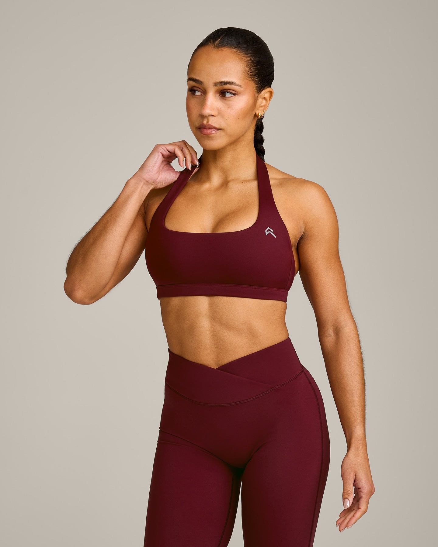 EasyLift™ Halter Bralette with Grey Logo | Rosewood