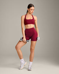 EasyLift™ Halter Bralette with Grey Logo | Ruby Red