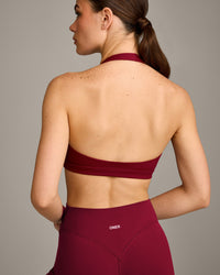 EasyLift™ Halter Bralette with Grey Logo | Ruby Red