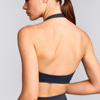 EasyLift™ Halter Bralette with Grey Logo | True Blue