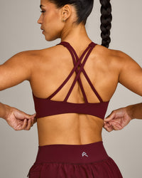 EasyLift™ High Neck Sports Bra with Grey Logo | Rosewood
