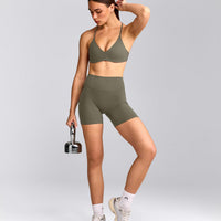 EasyLift™ Ultra Minimal Bralette with Grey Logo | Alpine Green