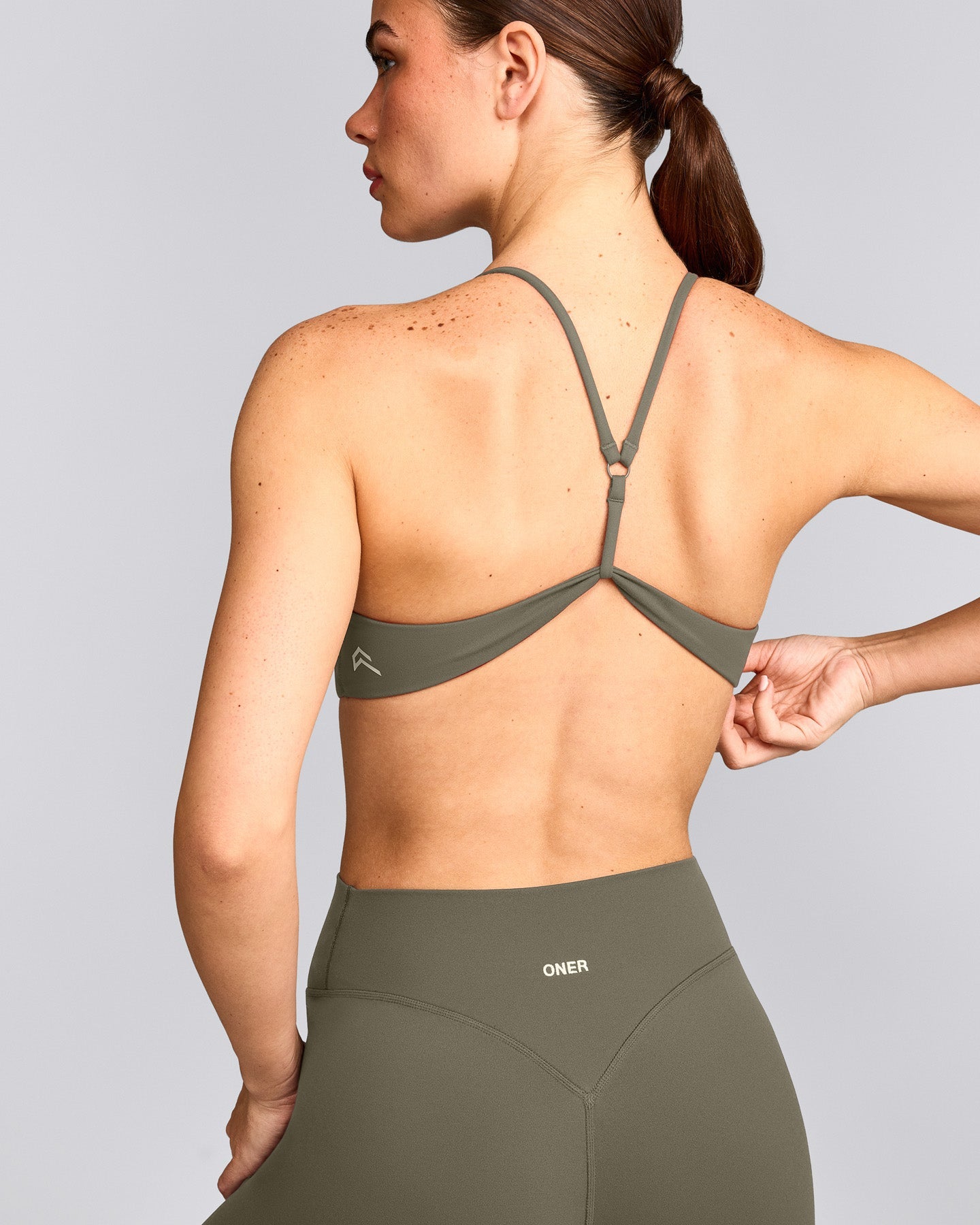 EasyLift™ Ultra Minimal Bralette with Grey Logo | Alpine Green