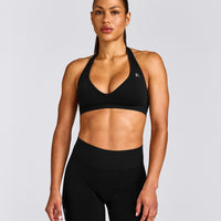 EffortlessLift™ Seamless Halter Neck Sports Bra New Branding | Black