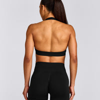 EffortlessLift™ Seamless Halter Neck Sports Bra New Branding | Black