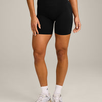 EffortlessLift™ Seamless Mid Rise Shorts with Grey Logo | Black