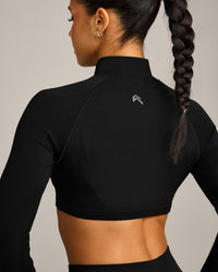 EnhanceLift™ Seamless Crop Jacket with Grey Logo | Black