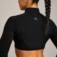 EnhanceLift™ Seamless Crop Jacket with Grey Logo | Black
