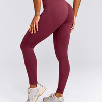EnhanceLift™ Seamless Leggings with Grey Logo | Burnt Maroon