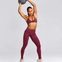 EnhanceLift™ Seamless Leggings with Grey Logo | Burnt Maroon