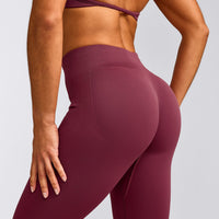 EnhanceLift™ Seamless Leggings with Grey Logo | Burnt Maroon