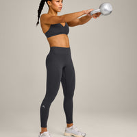 EnhanceLift™ Seamless Leggings with Grey Logo | Coal
