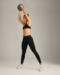 EnhanceLift™ Seamless Leggings with Grey Logo | Black