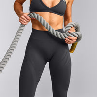 EnhanceLift™ Seamless Leggings with Grey Logo | Coal