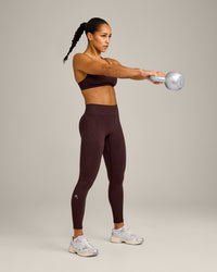 EnhanceLift™ Seamless Leggings with Grey Logo | Plum Brown