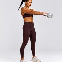EnhanceLift™ Seamless Leggings with Grey Logo | Plum Brown