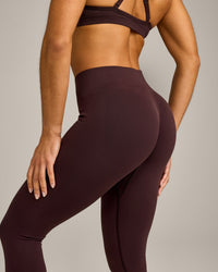 EnhanceLift™ Seamless Leggings with Grey Logo | Plum Brown