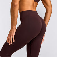 EnhanceLift™ Seamless Leggings with Grey Logo | Plum Brown