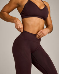 EnhanceLift™ Seamless Leggings with Grey Logo | Plum Brown