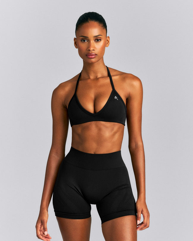 EnhanceLift™ Seamless Minimal Halter Neck Bralette New Branding | Black