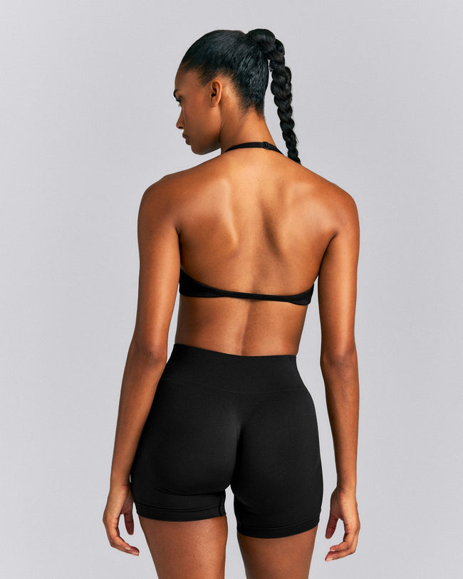 EnhanceLift™ Seamless Minimal Halter Neck Bralette New Branding | Black