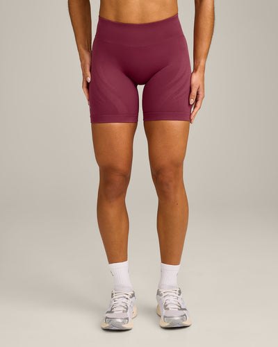 EnhanceLift™ Seamless Shorts with Grey Logo | Burnt Maroon