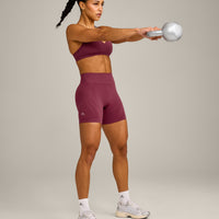 EnhanceLift™ Seamless Shorts with Grey Logo | Burnt Maroon