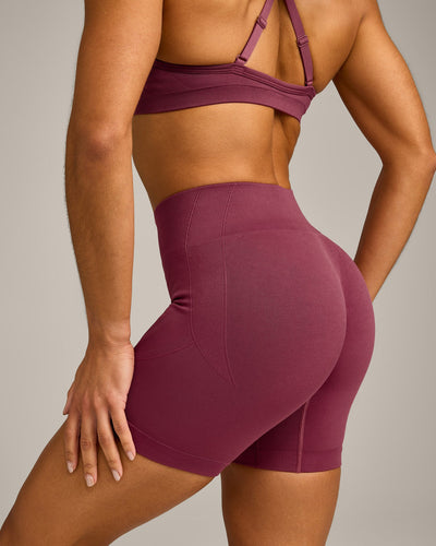 EnhanceLift™ Seamless Shorts with Grey Logo | Burnt Maroon