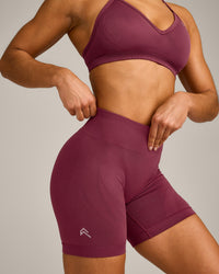 EnhanceLift™ Seamless Shorts with Grey Logo | Burnt Maroon