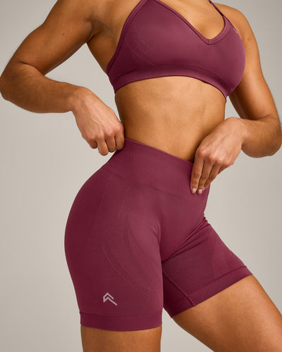 EnhanceLift™ Seamless Shorts with Grey Logo | Burnt Maroon
