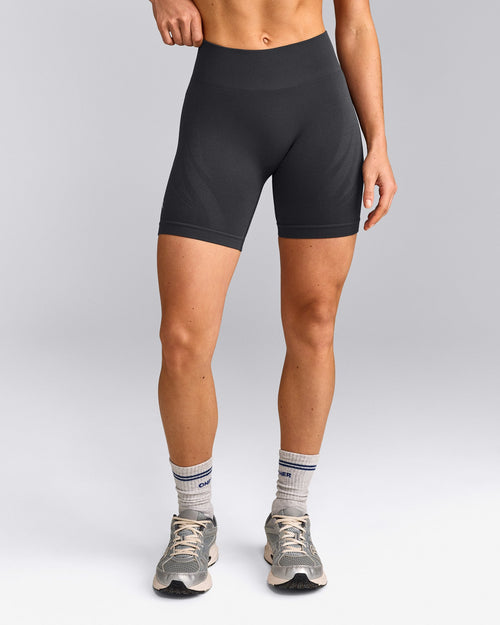 EnhanceLift™ Seamless Shorts with Gray Logo | Coal