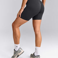 EnhanceLift™ Seamless Shorts with Grey Logo | Coal