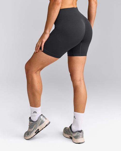EnhanceLift™ Seamless Shorts with Gray Logo | Coal