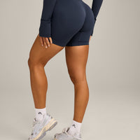 EnhanceLift™ Seamless Shorts with Grey Logo | True Blue