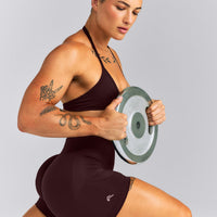 EnhanceLift™ Seamless Mid Rise Shorts New Branding | Plum Brown