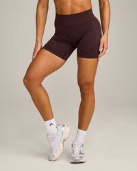 EnhanceLift™ Seamless Shorts with Grey Logo | Plum Brown