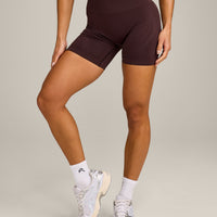 EnhanceLift™ Seamless Shorts with Grey Logo | Plum Brown