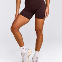 EnhanceLift™ Seamless Shorts with Grey Logo | Plum Brown