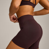 EnhanceLift™ Seamless Shorts with Grey Logo | Plum Brown